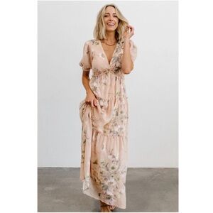 Baltic Born Floral Maxi Dress in Peach and Green